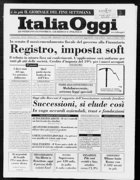 Italia oggi : quotidiano di economia finanza e politica